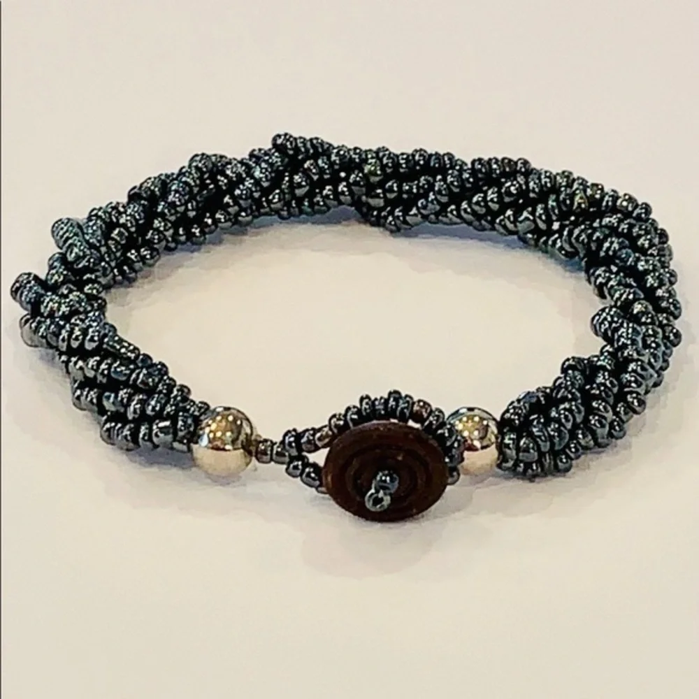 💐5/25 seed bead button clasp statement bracelet